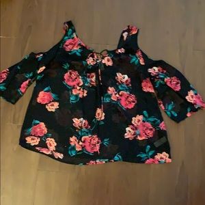 Cold shoulder floral blouse
